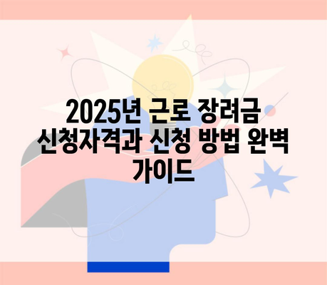 2025년 근로 장려금 신청자격과 신청 방법 완벽 가이드