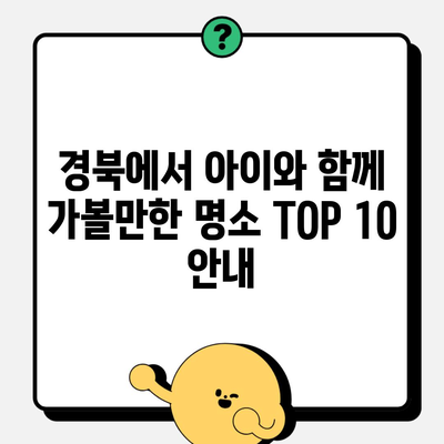 경북에서 아이와 함께 가볼만한 명소 TOP 10 안내