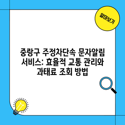 중랑구 주정차단속 문자알림 서비스: 효율적 교통 관리와 과태료 조회 방법