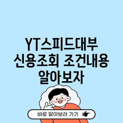 YT스피드대부 신용조회 조건내용 알아보자