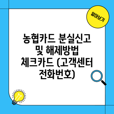 농협카드 분실신고 및 해제방법 체크카드 (고객센터 전화번호)