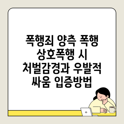 폭행죄 양측 폭행 상호폭행 시 처벌감경과 우발적 싸움 입증방법