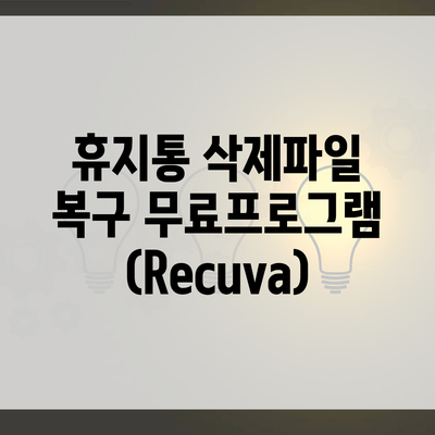 휴지통 삭제파일 복구 무료프로그램 (Recuva)