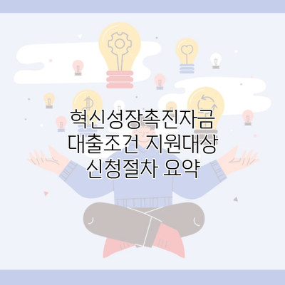 혁신성장촉진자금 대출조건 지원대상 신청절차 요약
