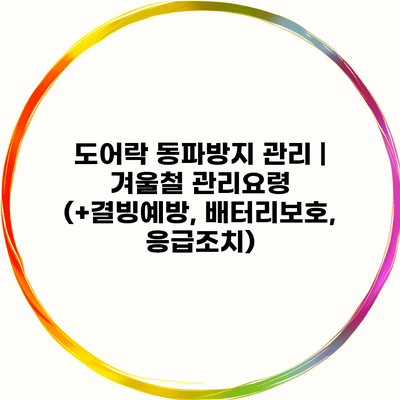 도어락 동파방지 관리 | 겨울철 관리요령 (+결빙예방, 배터리보호, 응급조치)