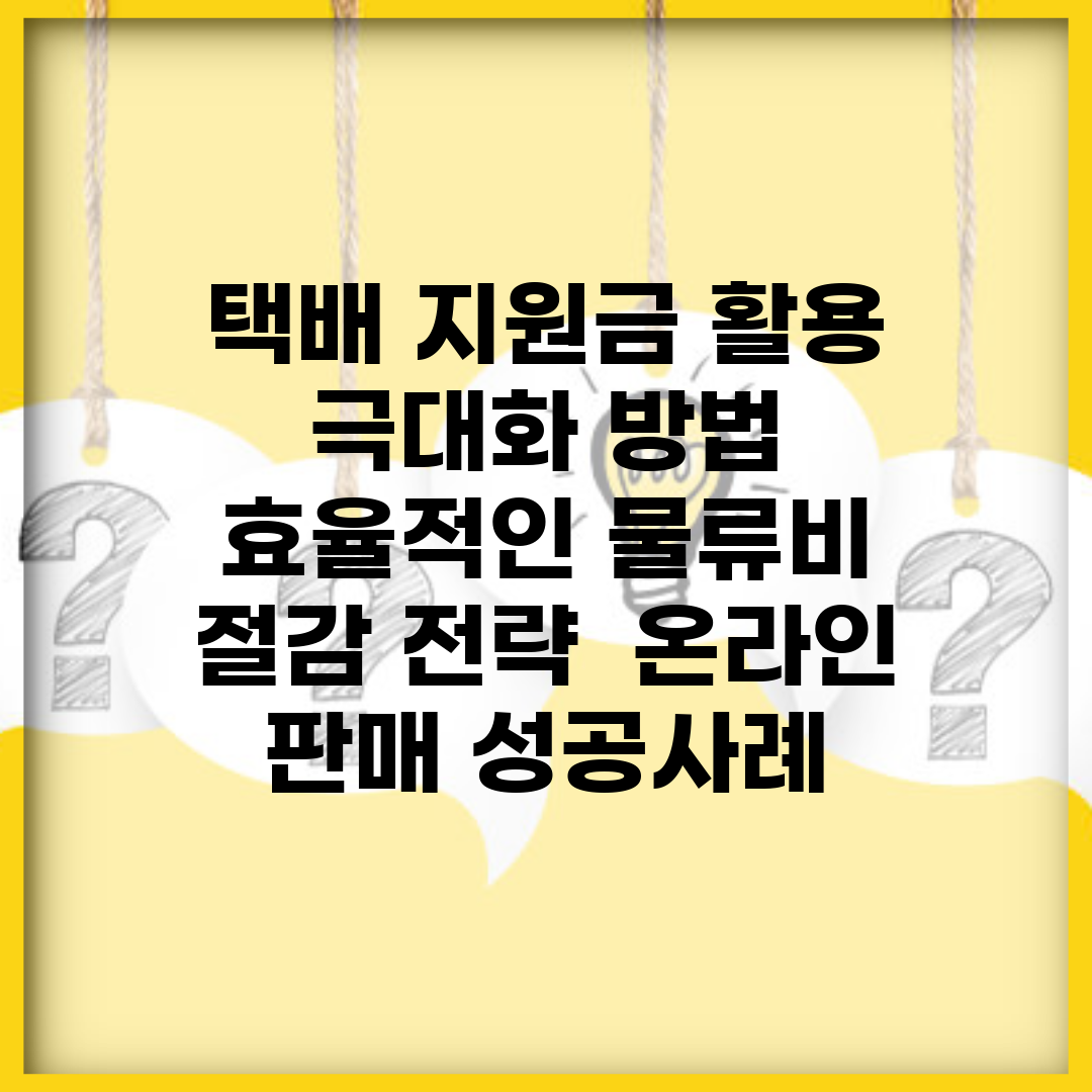 택배 지원금 활용 극대화 방법 | 효율적인 물류비 절감 전략 | 온라인 판매 성공사례