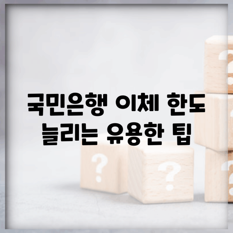 국민은행 이체 한도 늘리는 유용한 팁