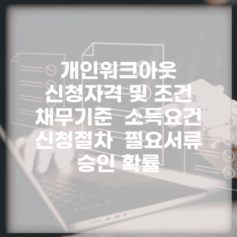 개인워크아웃 신청자격 및 조건 | 채무기준 | 소득요건 | 신청절차 | 필요서류 | 승인 확률