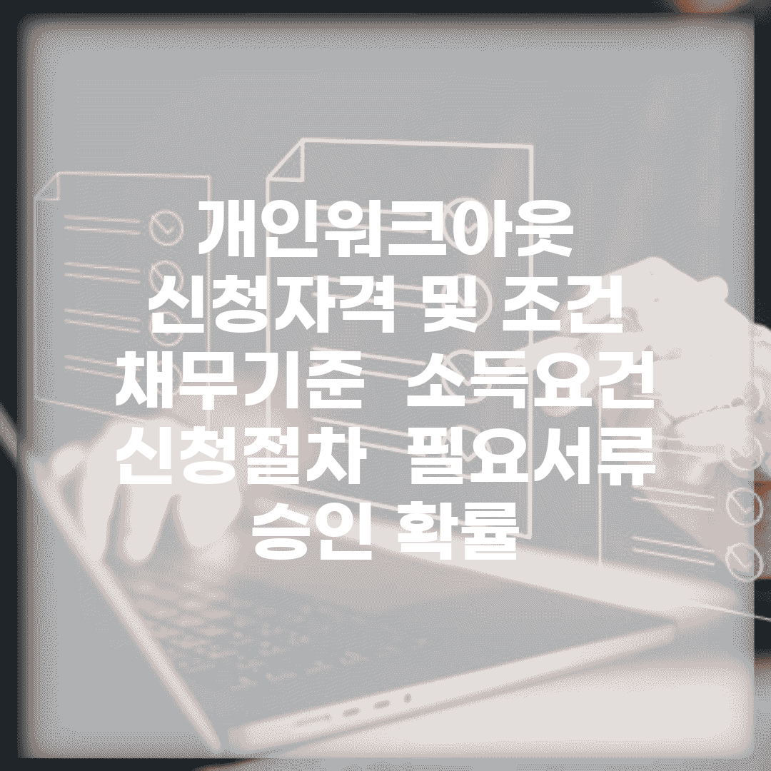 개인워크아웃 신청자격 및 조건 | 채무기준 | 소득요건 | 신청절차 | 필요서류 | 승인 확률