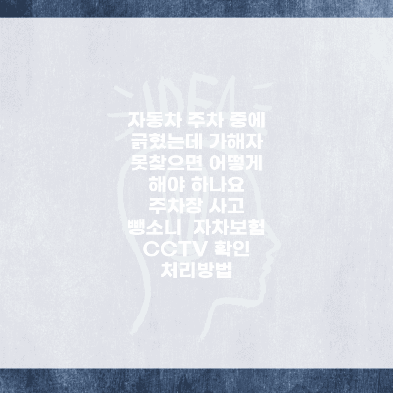 자동차 주차 중에 긁혔는데 가해자 못찾으면 어떻게 해야 하나요 | 주차장 사고 | 뺑소니 | 자차보험 | CCTV 확인 | 처리방법