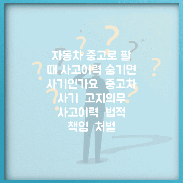 자동차 중고로 팔 때 사고이력 숨기면 사기인가요 | 중고차 사기 | 고지의무 | 사고이력 | 법적 책임 | 처벌
