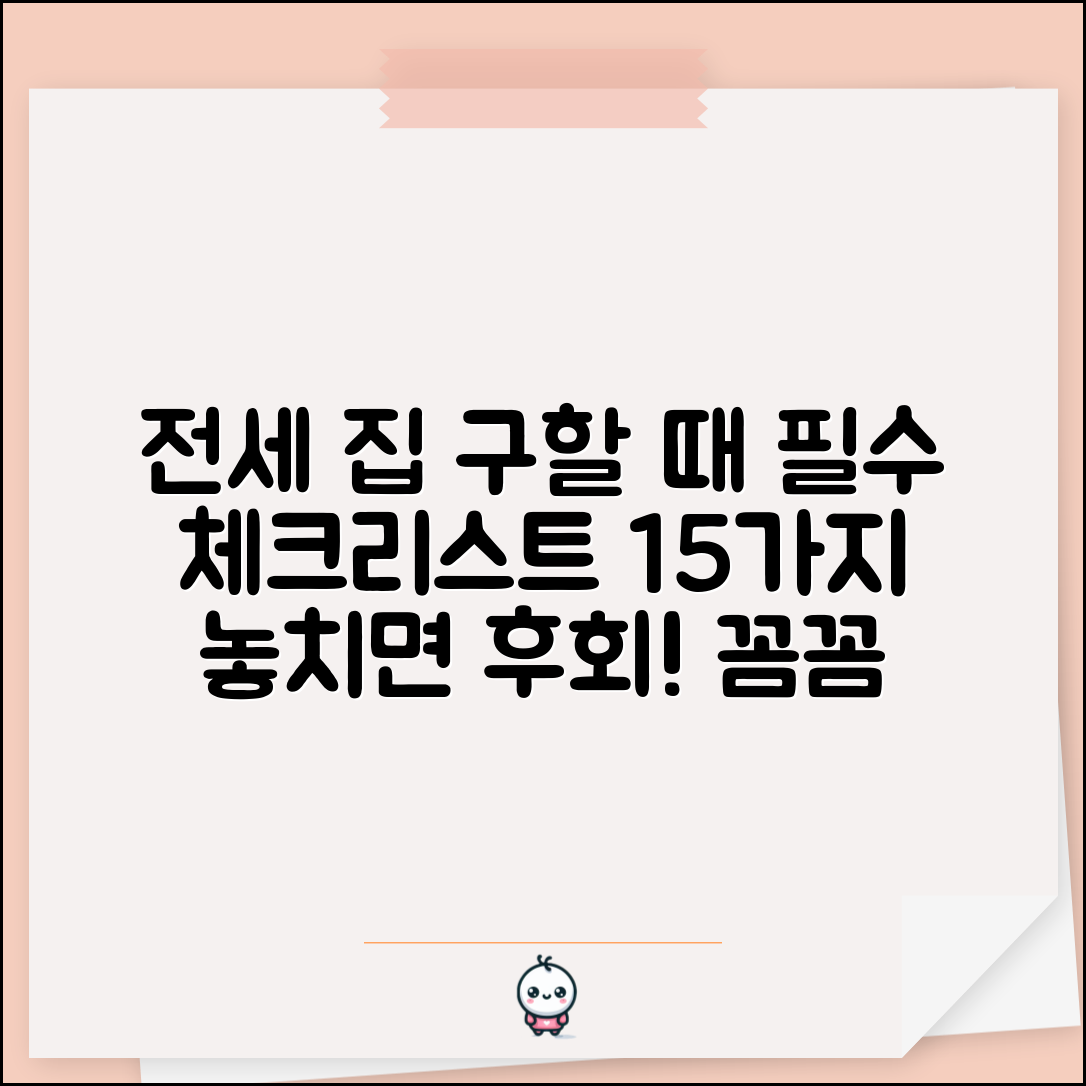 전세 집 구할 때 체크리스트 15가지 | 전세 매물 확인 사항 점검표