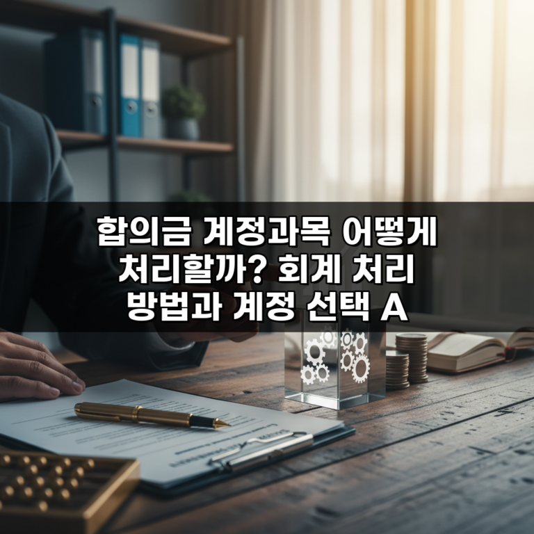 합의금 계정과목 어떻게 처리할까? 회계 처리 방법과 계정 선택 A to Z
