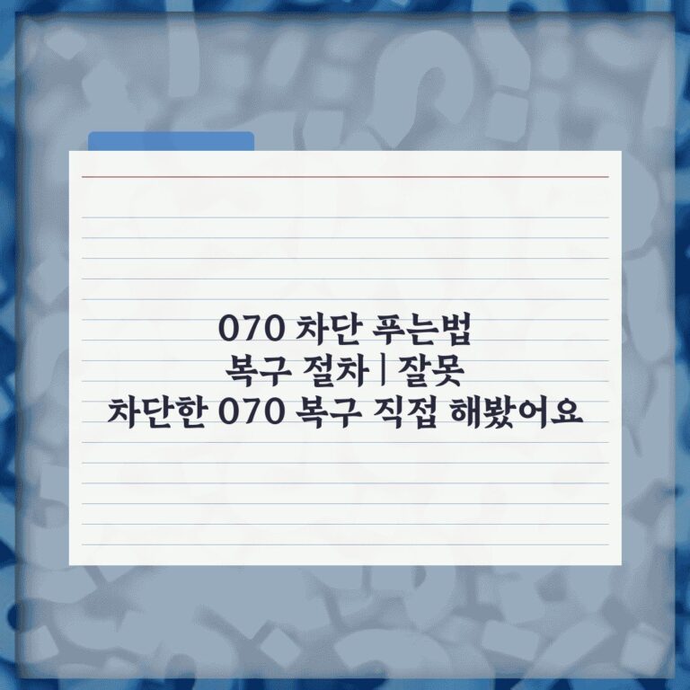 070 차단 푸는법 복구 절차 | 잘못 차단한 070 복구 직접 해봤어요