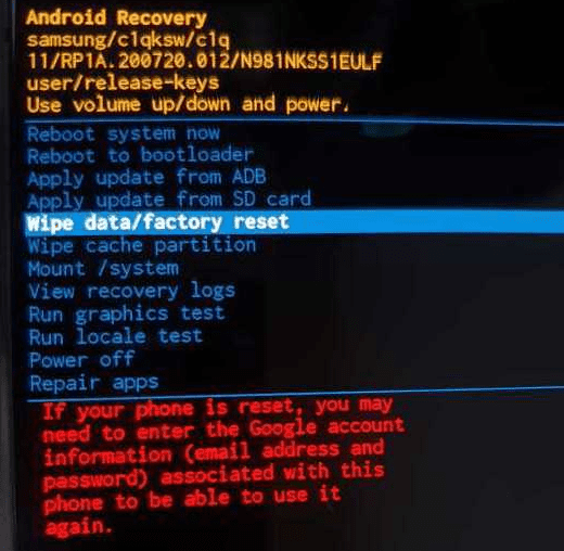 wipe data/factory reset